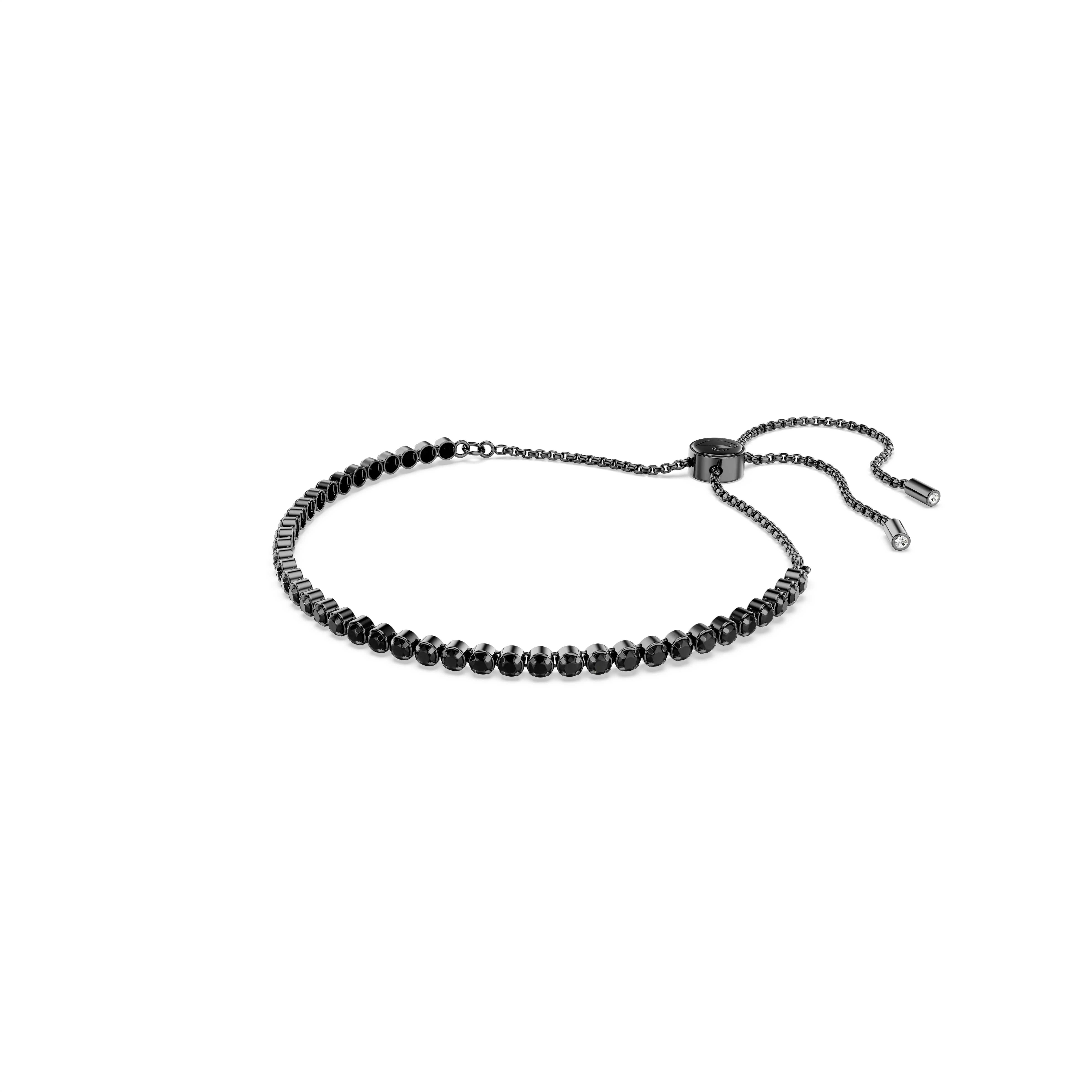 Tennis bracelet Mixed round cuts/Black/Ruthenium plated