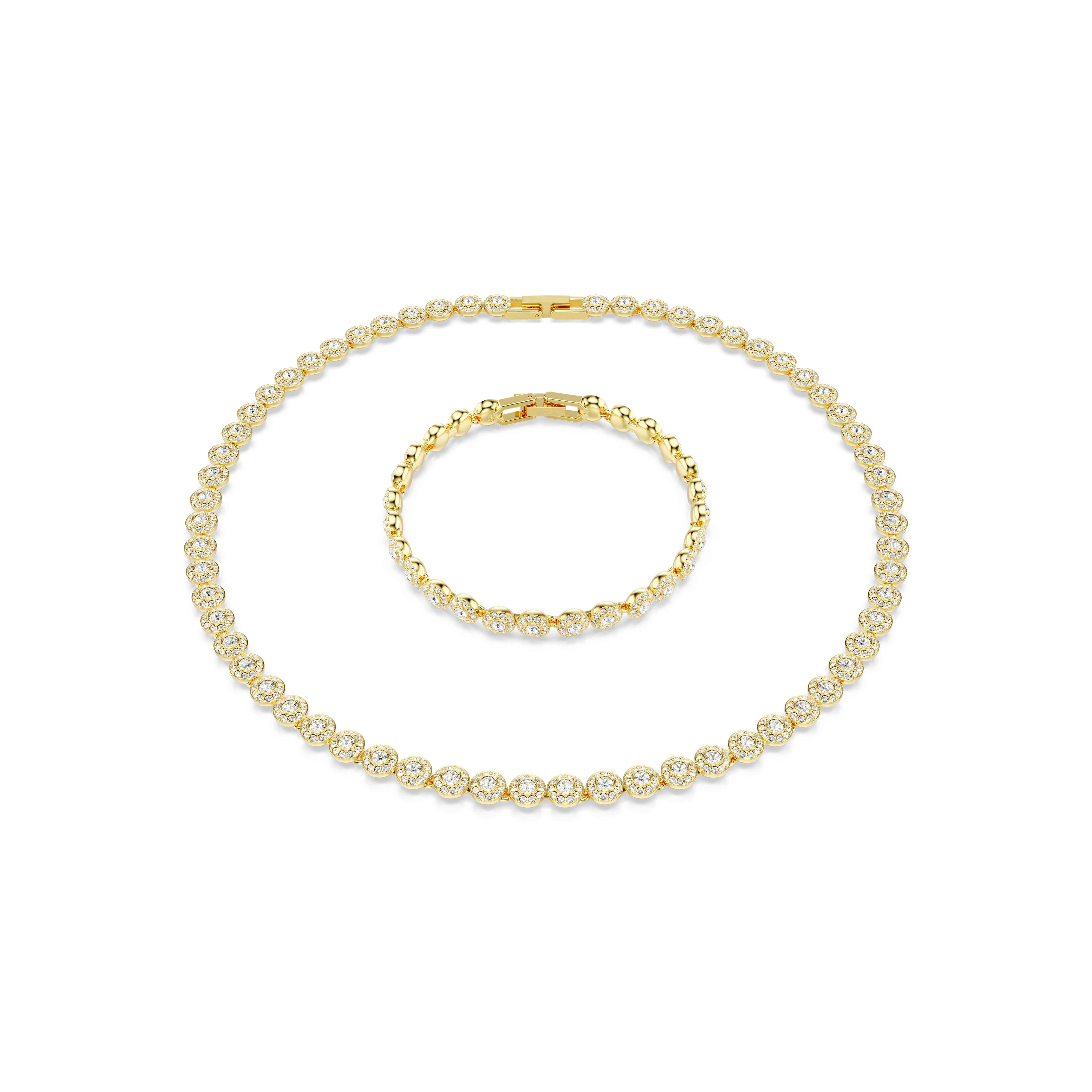 Una Angelic set Round cut/White/Gold-tone plated