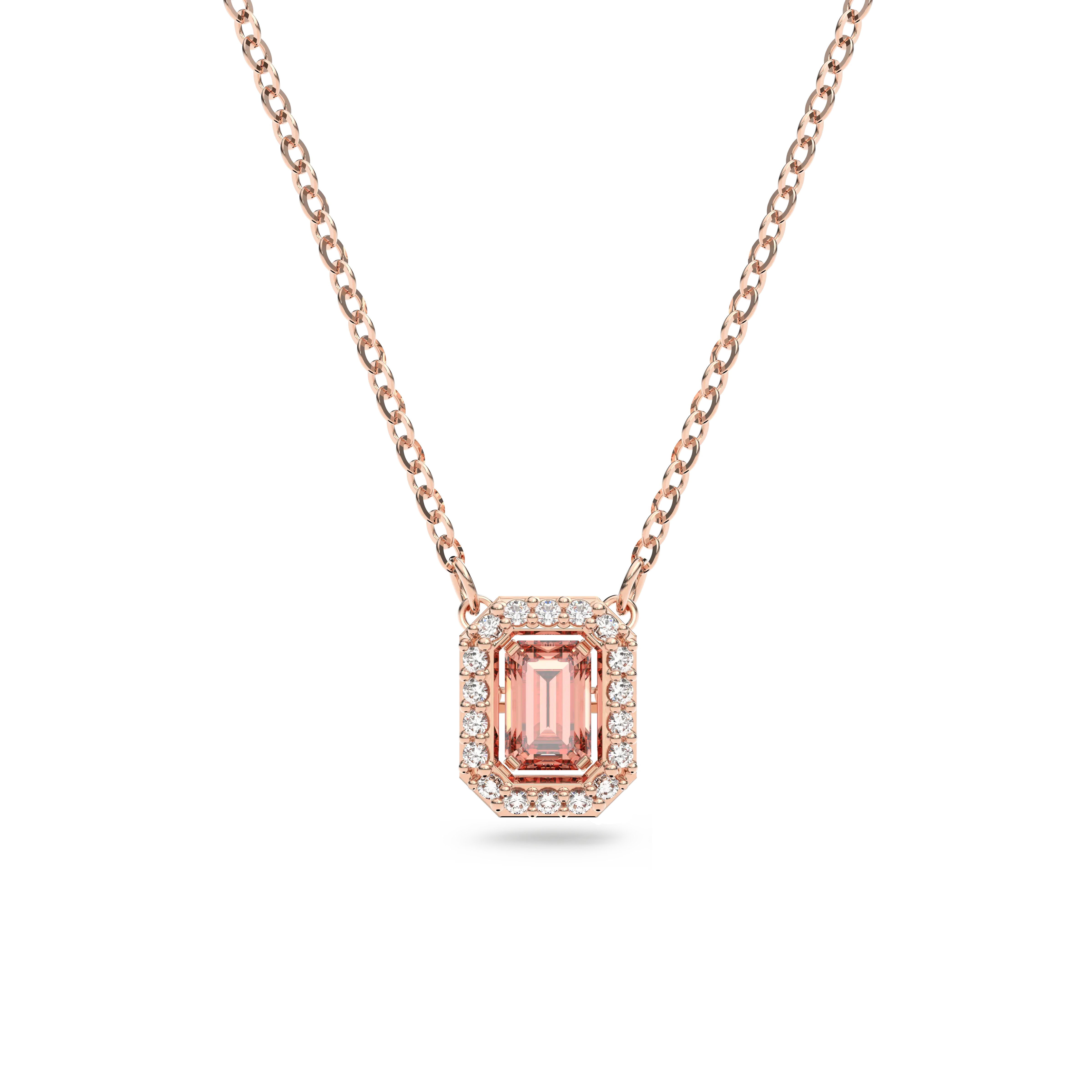Una necklace Octagon cut/Pink/Rose gold-tone plated