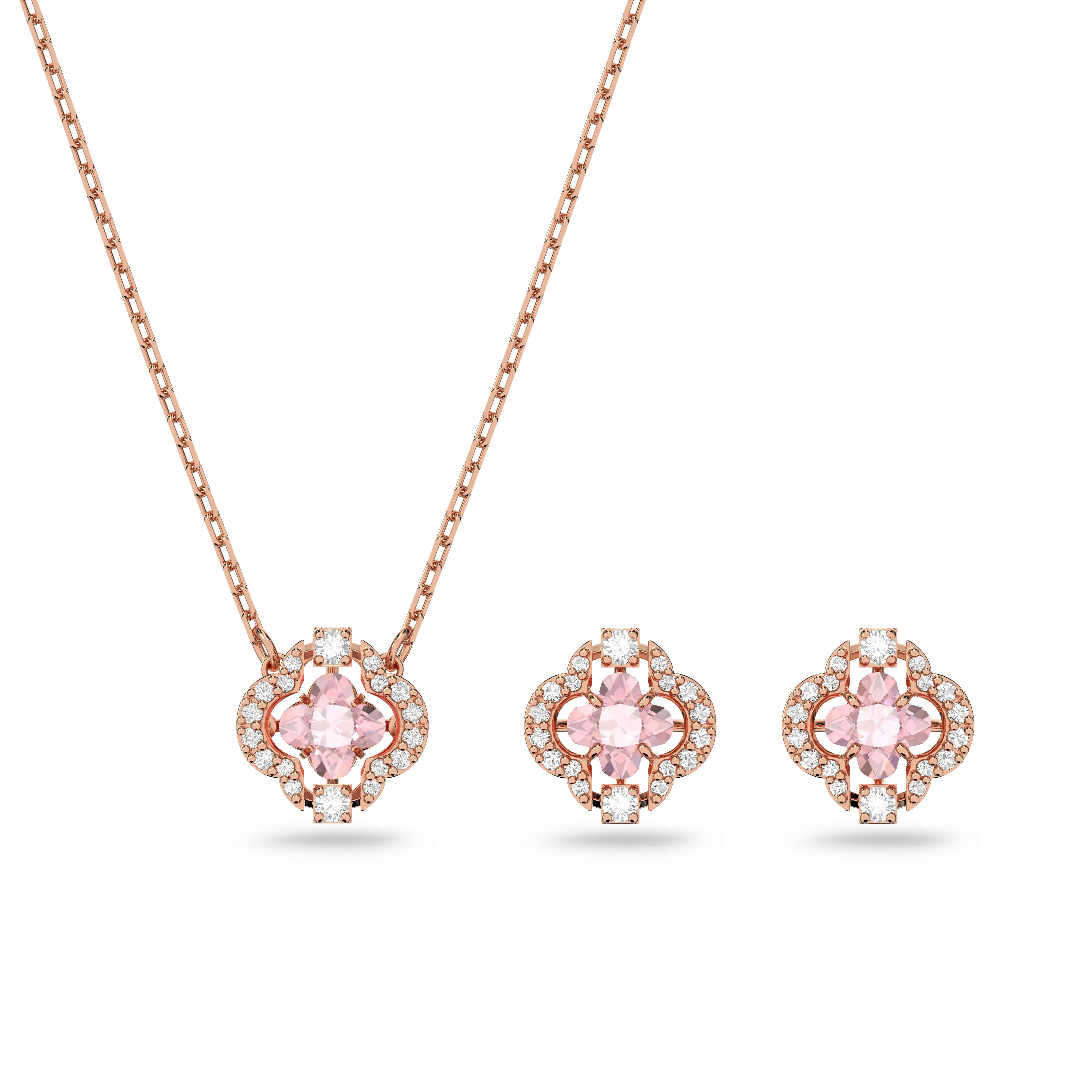 Una set Mixed cuts/Clover/Pink/Rose gold-tone plated