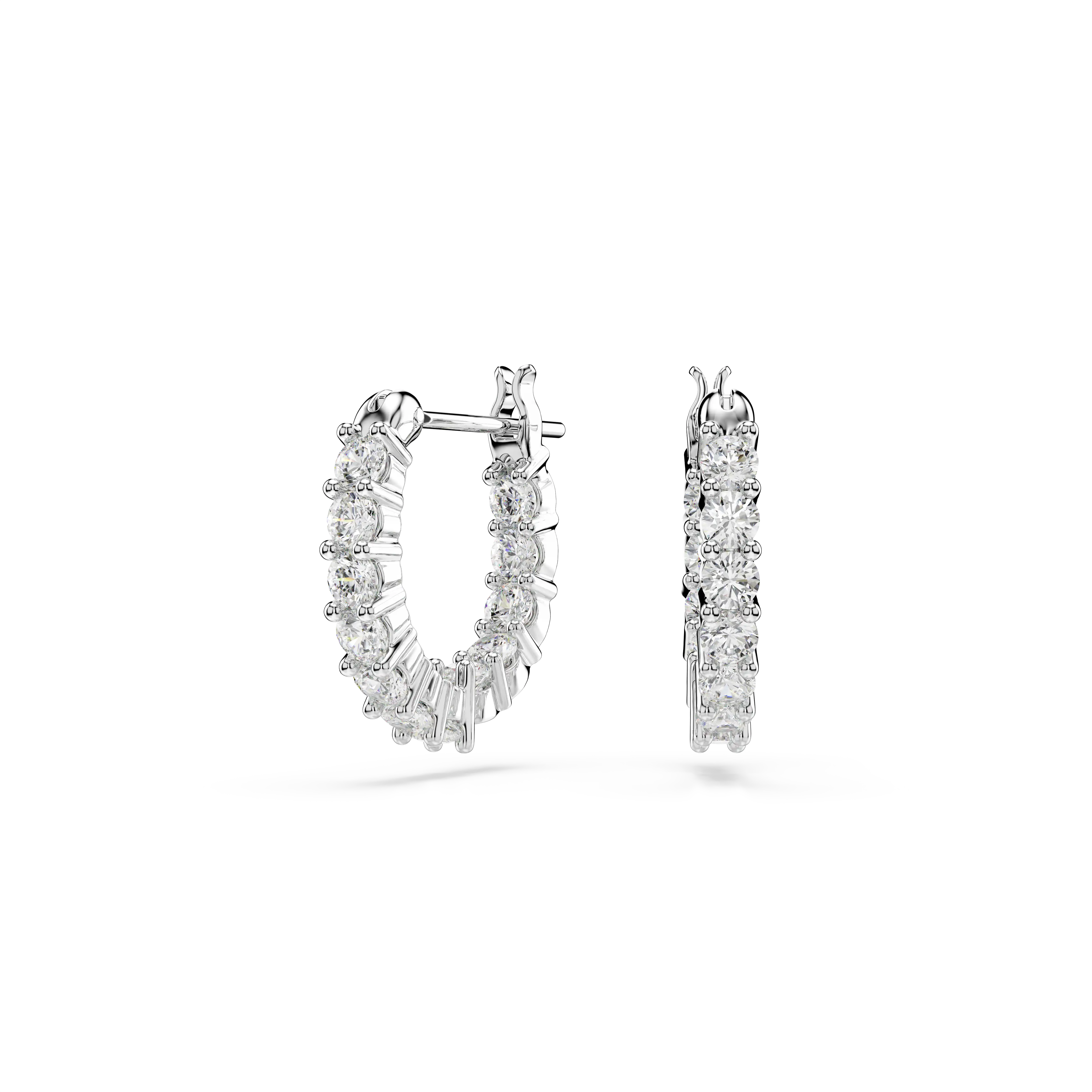 Vittore hoop earrings Round cut/White/Rhodium plated