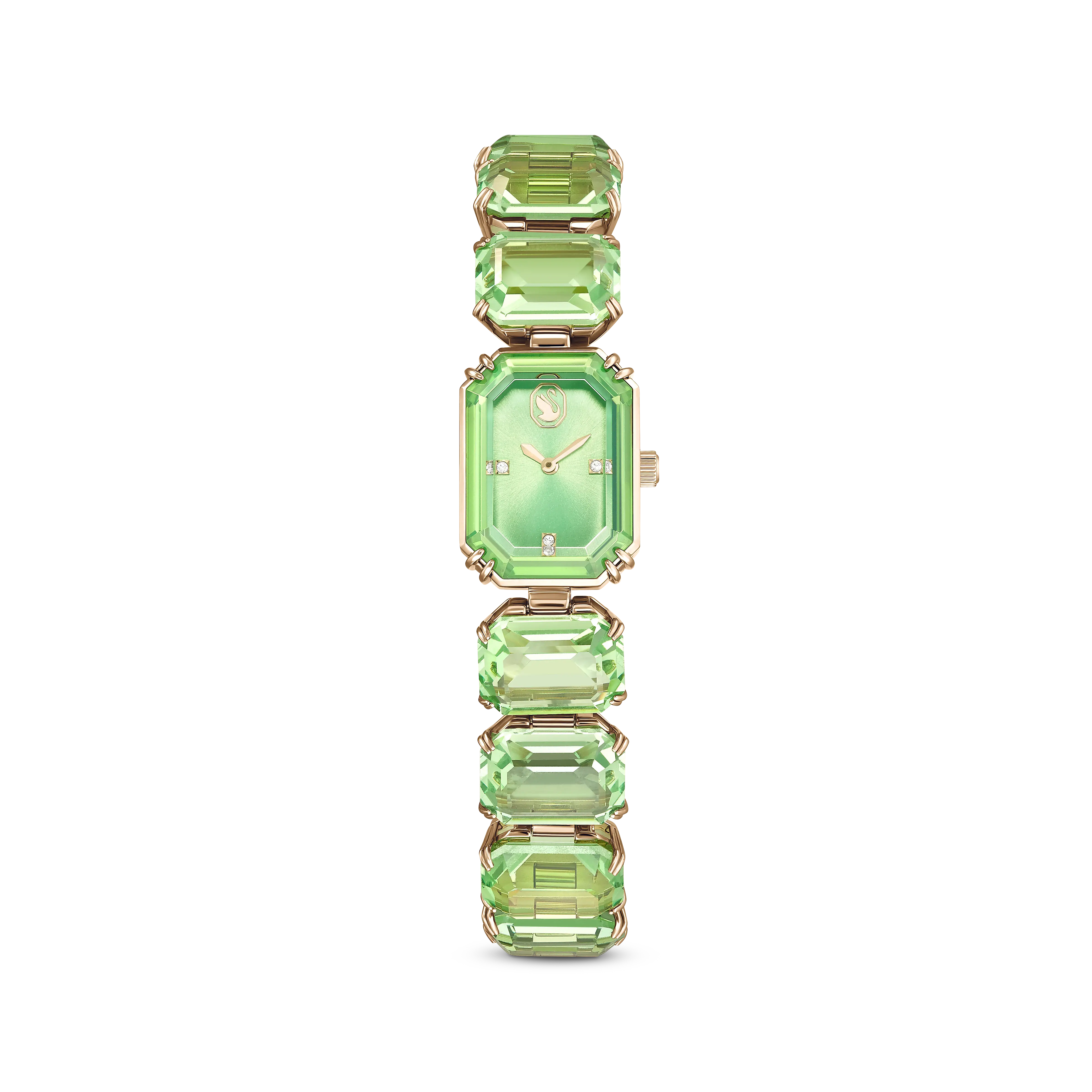 Watch Octagon cut bracelet/Green/Champagne gold-tone finish