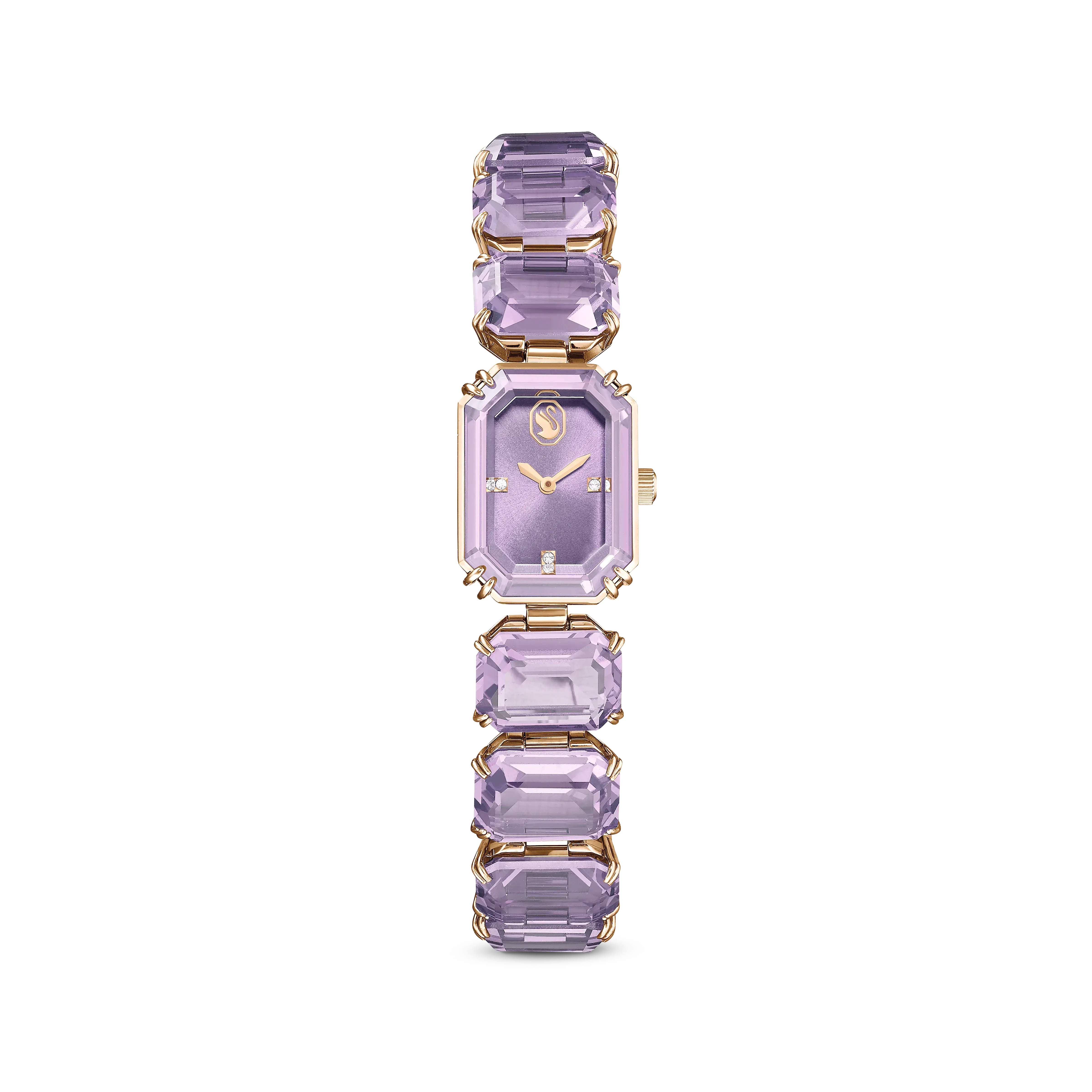 Watch Octagon cut bracelet/Purple/Champagne gold-tone finish