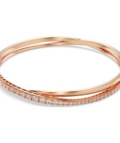 Twist bracelet White/Rose gold-tone plated